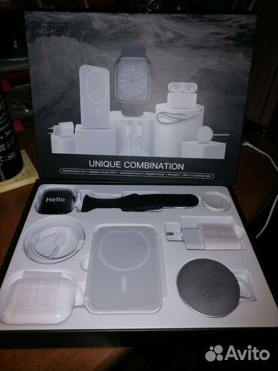 Подарочный набор apple 6 в 1 наушники часы