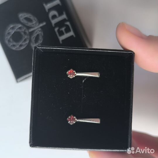 Серьги с гранатом серебро