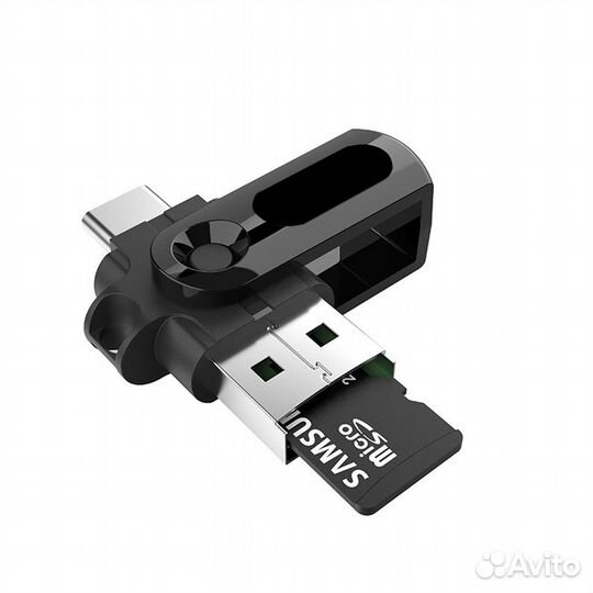 Картридер type c OTG + USB для microSD