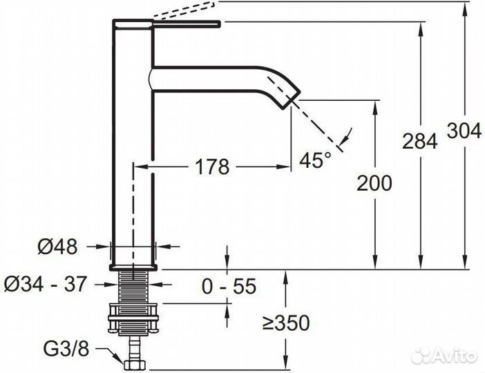 Смеситель для раковины Jacob Delafon e77959-4and