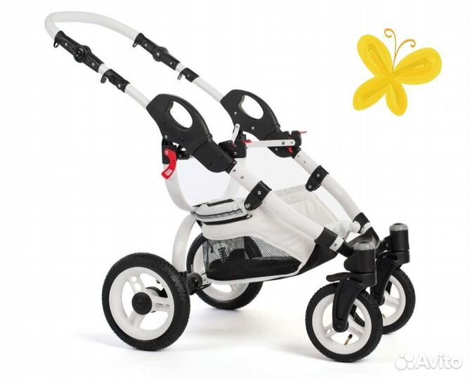 Коляска Reindeer City Lily 2 в 1 из белой эко кожи