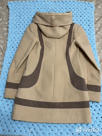 Пальто женское 42 44 бежевое с капюшоном