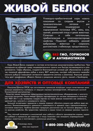 Живой белок для крс