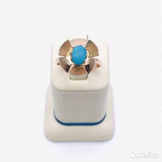 Золотое кольцо с бирюзой СССР 583 проба
