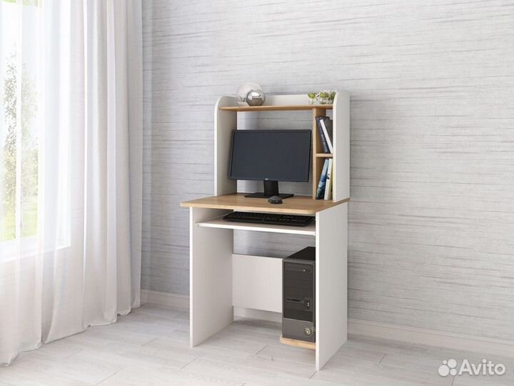 Стол компьютерный Белый/Дуб крафт золотой