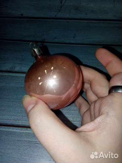 Ёлочная игрушка Шар с росписью розовый СССР