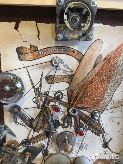 «Богомол» панно в стиле стимпанк