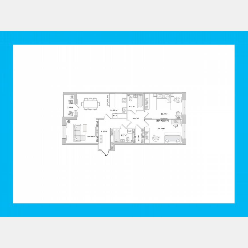2-к. квартира, 86,8 м², 14/14 эт.