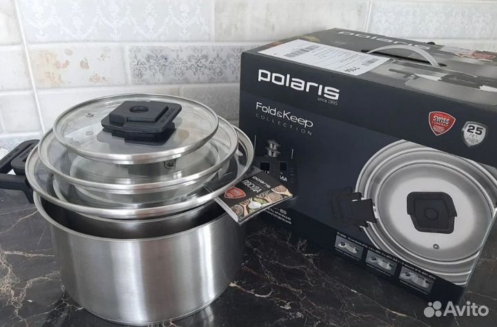 Набор кастрюль с крышками polaris новый