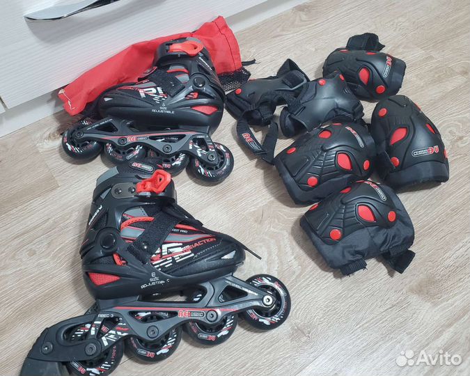 Роликовые коньки раздвижные (26-31р) +защита