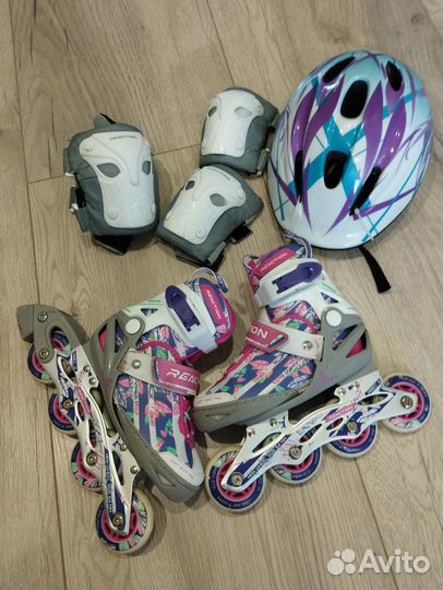 Ролики детские р. 26 - 31 с защитой и шлемом