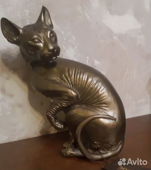 Статуэтка кошка сфинкс мраморная бронза новая