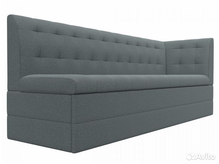 Диван кухонный Бриз с углом справа, рогожка, амур серый