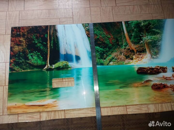 Стеновая панель из закаленного стекла Водопад