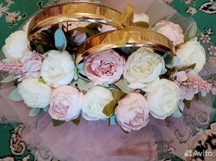 Свадебные кольца и ленты на машину