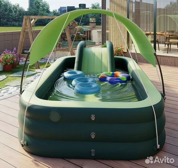 Детский надувной бассейн с горкой