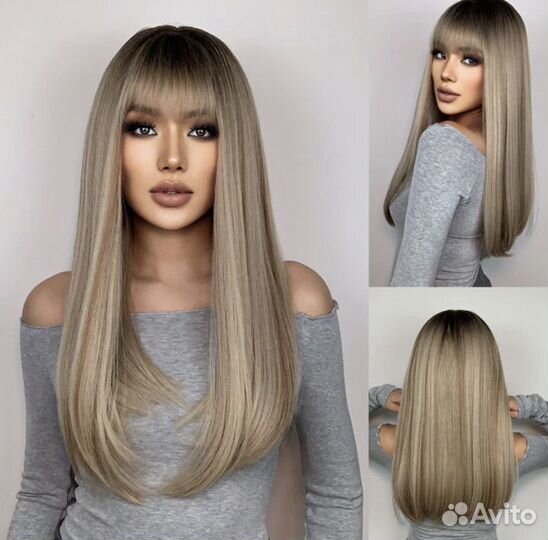 Парик блонд / русый с челкой новый