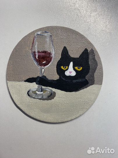 Магнит ручной работы на холсте