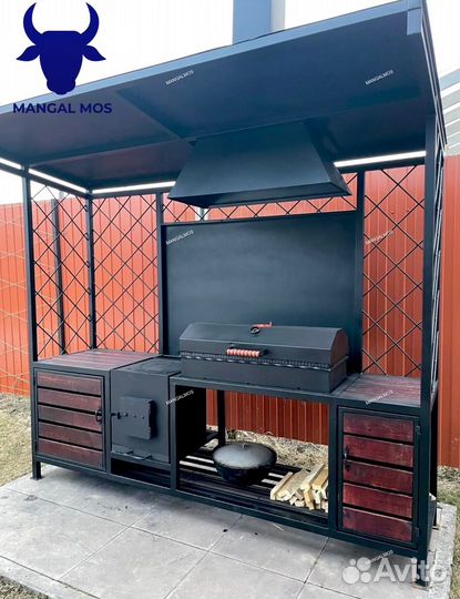 Мангал Loft с крышей и печью