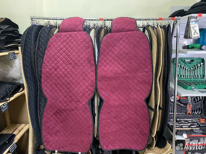 Накидки на сиденья алькантара бордовая