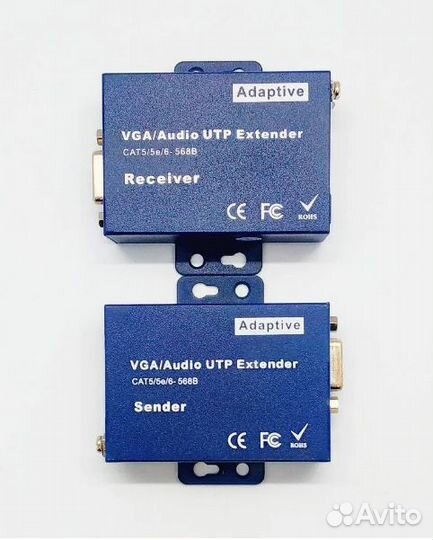 VGA +3,5 аудио удлинитель на 100М по CAT 5,6(RJ45)