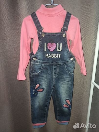 Полукомбинезон джинсовый 86-92