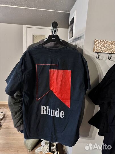 Футболка Rhude Washed Black Logo Moon Оригинал