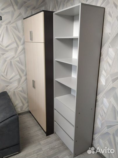 Стеллаж с выдвижными ящиками серый