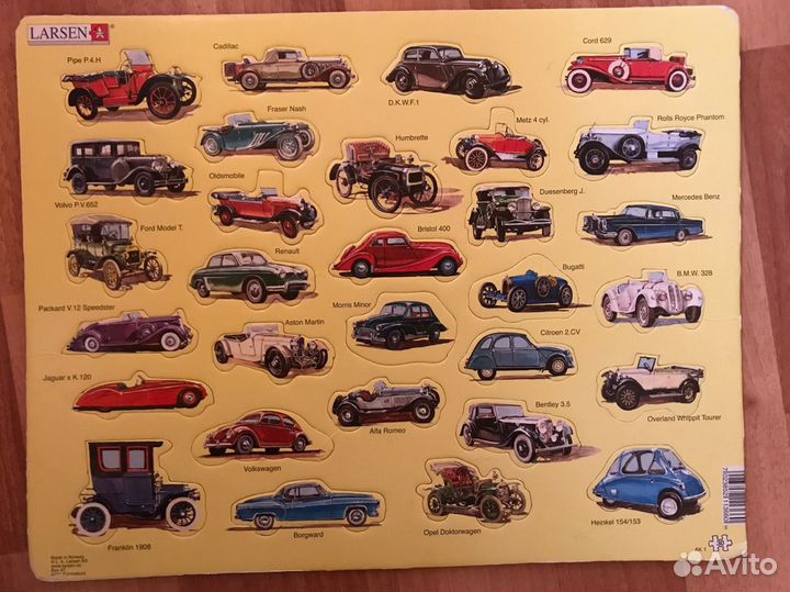 Пазл вкладыш larsen авто 30 дет