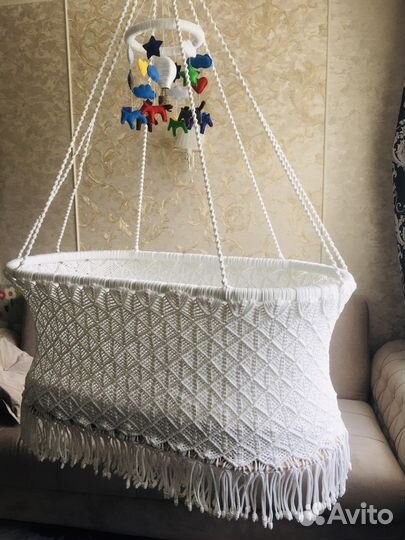 Детская люлька колыбель качель плетеная