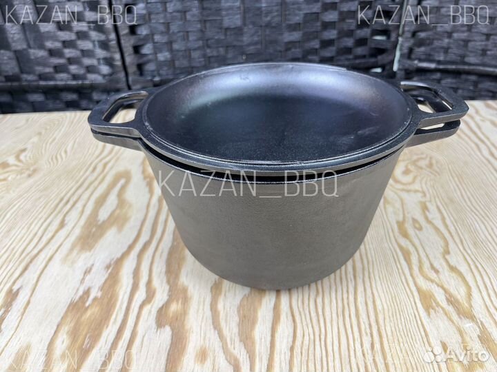 Казан чугунный с крышкой сковородой