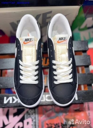 Nike Blazer Low Black White Swoosh (Арт.37591)