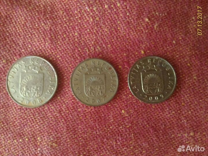 Монеты Латвии 10, 5 сантимов