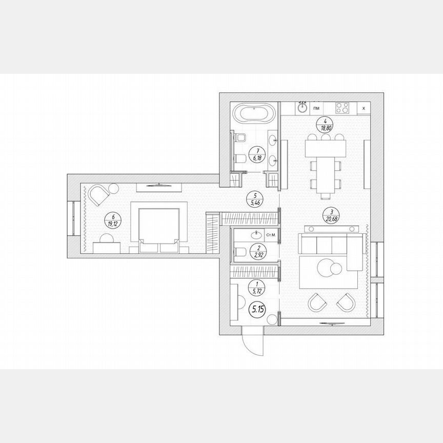 1-к. квартира, 79,9 м², 5/8 эт.