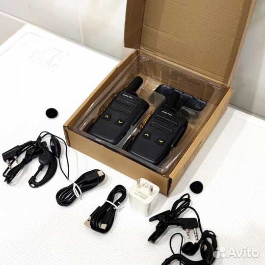 Легкая рация с наушником, комплект 2 штуки
