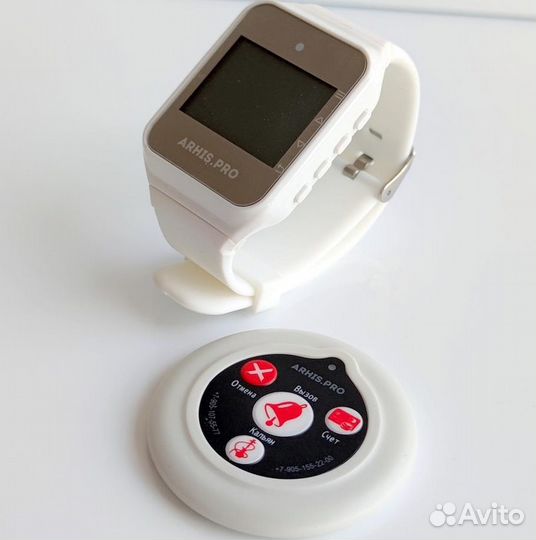 Комплекты вызова персонала: кнопка вызова и часы