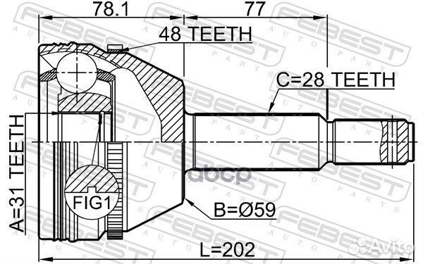 ШРУС наружный к-кт ABS\ Ford Transit 2.2 tdci 06