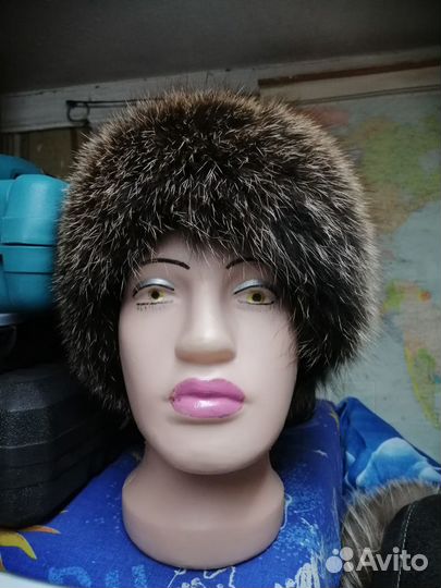 Шапка из меха песца, новая, теплая