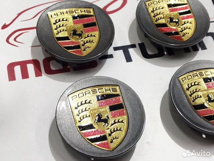 Колпачки в ступицу Porsche темно-серые 76м. 4 шт