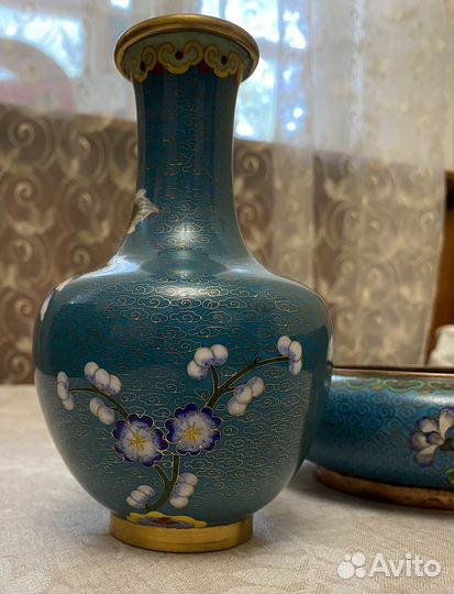 Ваза и конфетница. Клуазон Китай