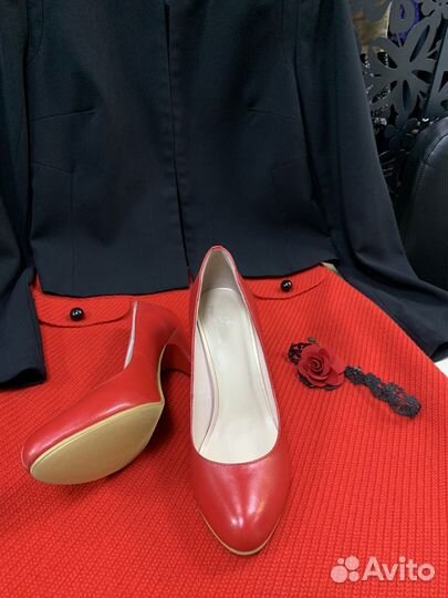 Добавь красной помады: туфли Red кожа 39/Юбка 44