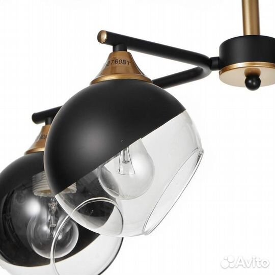 Люстра 8257 4хЕ27 60Вт черный матовый+золото