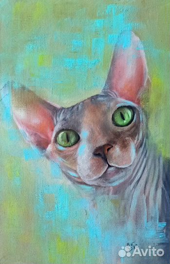 Картина маслом Кошки и Собаки Портрет на заказ