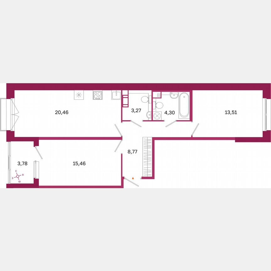 2-к. квартира, 67,7 м², 10/10 эт.