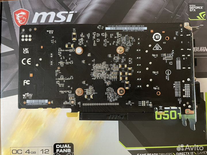 Видеокарта MSI GTX 1050 TI 4GB Гарантия DNS 2 года