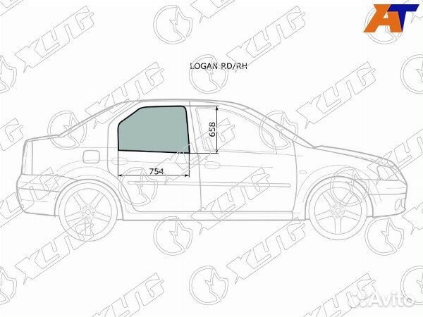 Стекло боковое опускное dacia logan