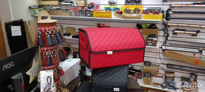 Бокс в багажник авто красный органайзер сумка 50см