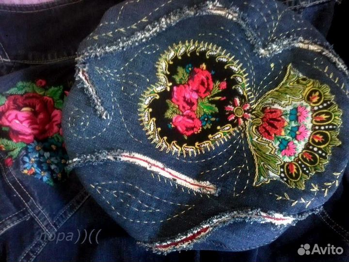 Берет женский джинсовый авторский