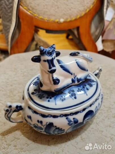 Гжель. Масленка/сметанница 