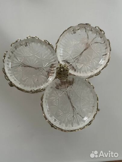 Хрустальная менажница СССР винтаж